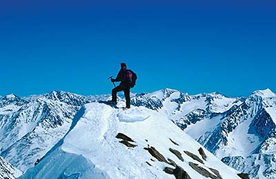 Na vrcholovom hrebeni Finailspitze. 