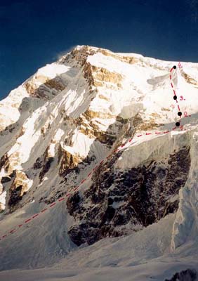 Talung, pokus o prvov�stup prav�m pilierom steny.